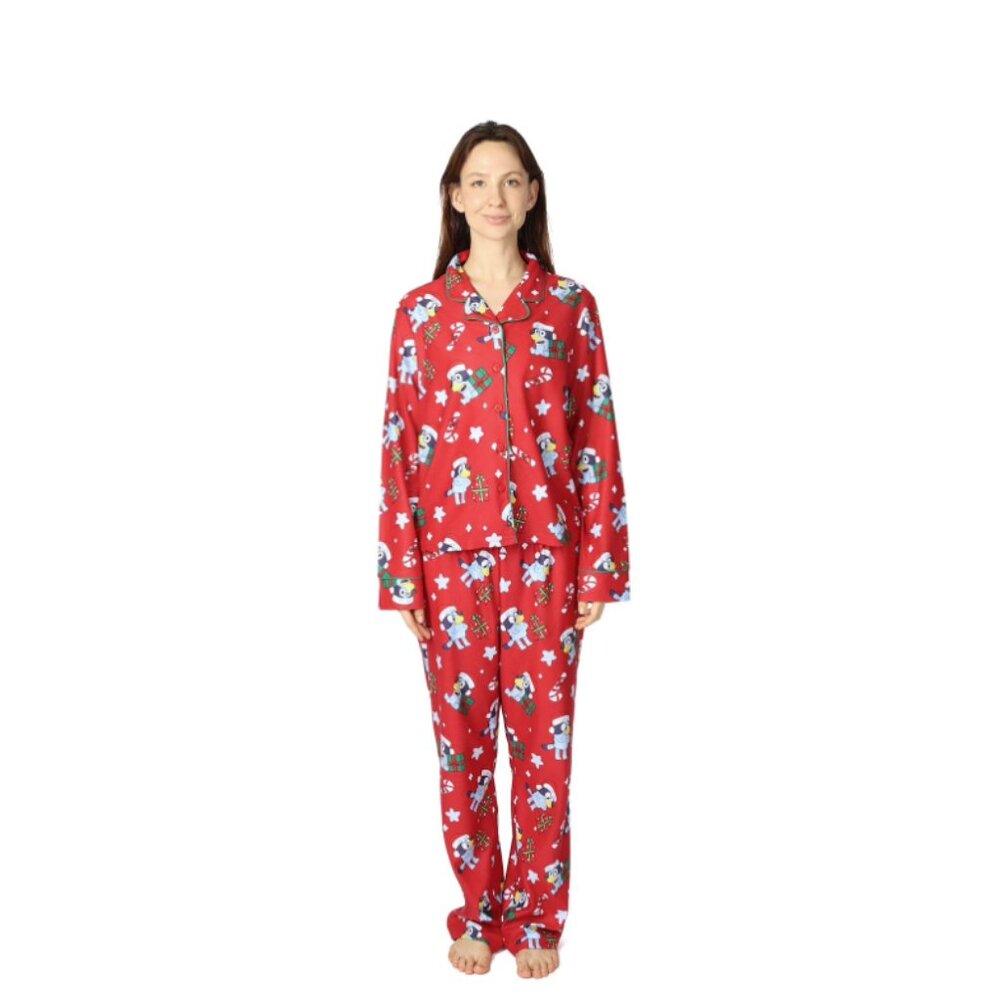Bluey Holiday Women’s Pajama Set 2-Piece Button Top Pants